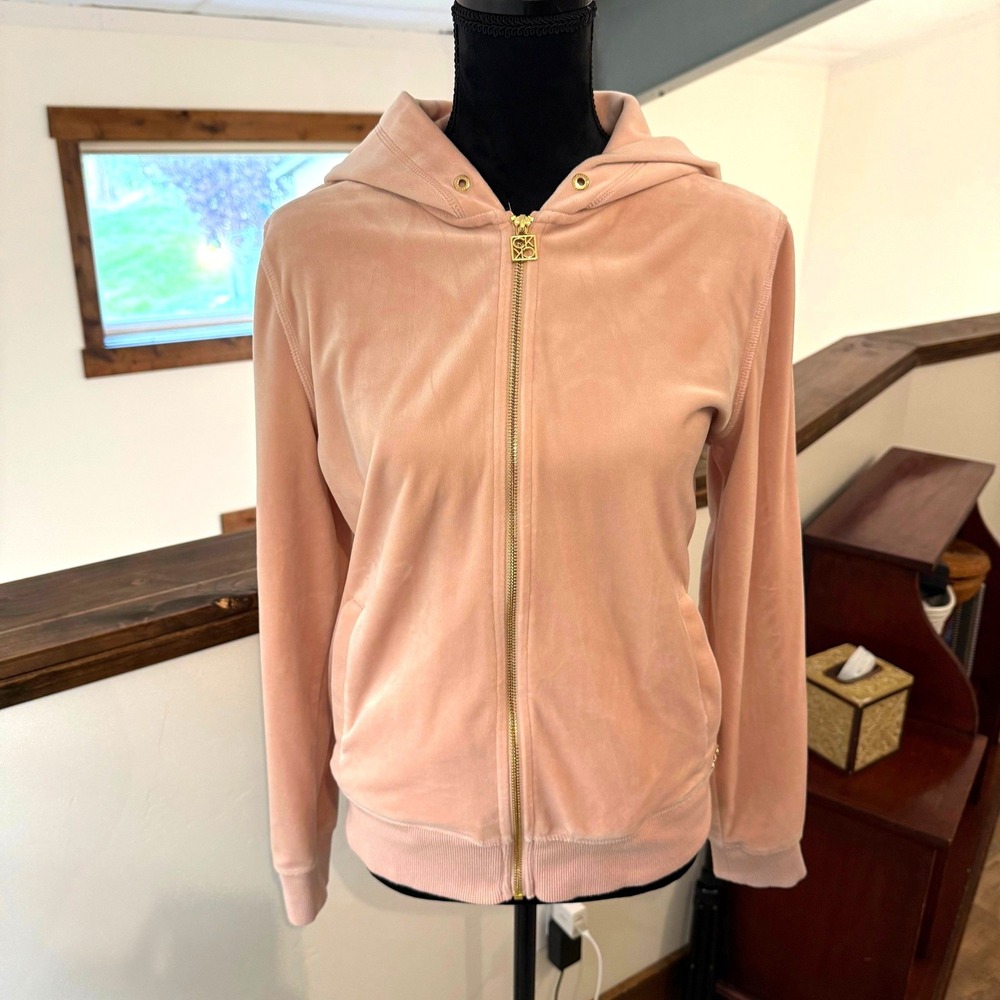 Pink Velour Zip Hoodie Size M